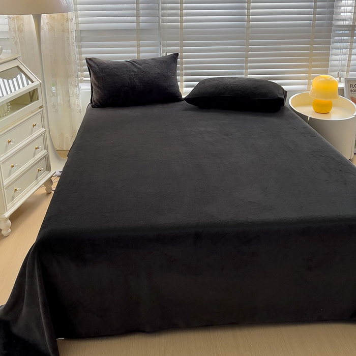 91家纺网 家纺一手货源 找家纺 名品家纺 2025新款新款加厚牛奶绒床单牛奶绒-奶黑