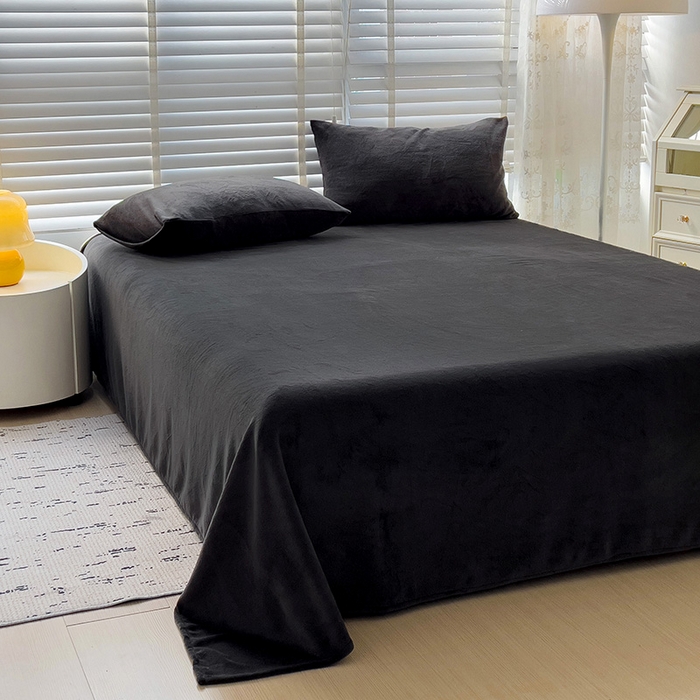 91家纺网 家纺一手货源 找家纺 名品家纺 2025新款新款加厚牛奶绒床单牛奶绒-奶黑