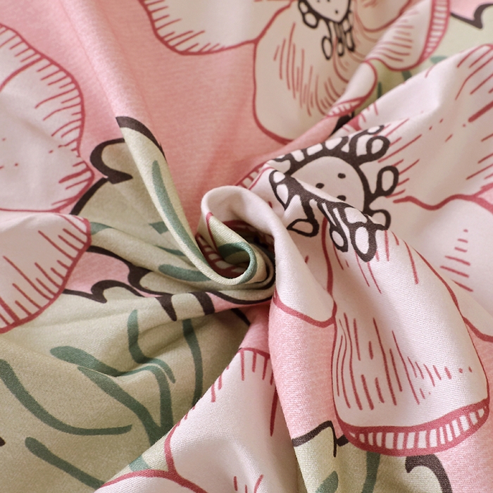 91家纺网 家纺一手货源 找家纺 晶缦家纺 2025叶语系·纯棉活性全棉磨毛单床单单品床单床单单件 兔宝贝粉