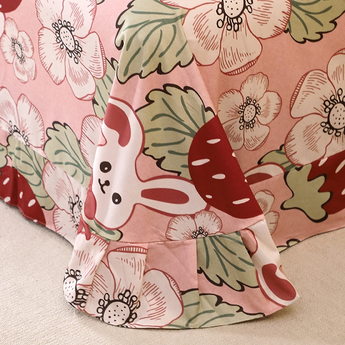 91家纺网 家纺一手货源 找家纺 晶缦家纺 2025叶语系·纯棉活性全棉磨毛单床单单品床单床单单件 兔宝贝粉