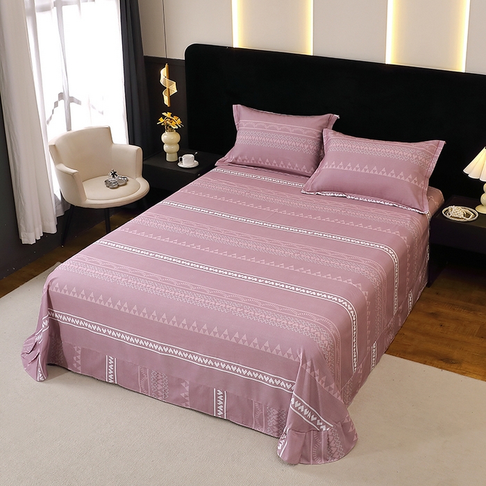 91家纺网 家纺一手货源 找家纺 晶缦家纺 2025叶语系·纯棉活性全棉磨毛单床单单品床单床单单件 维卡斯粉