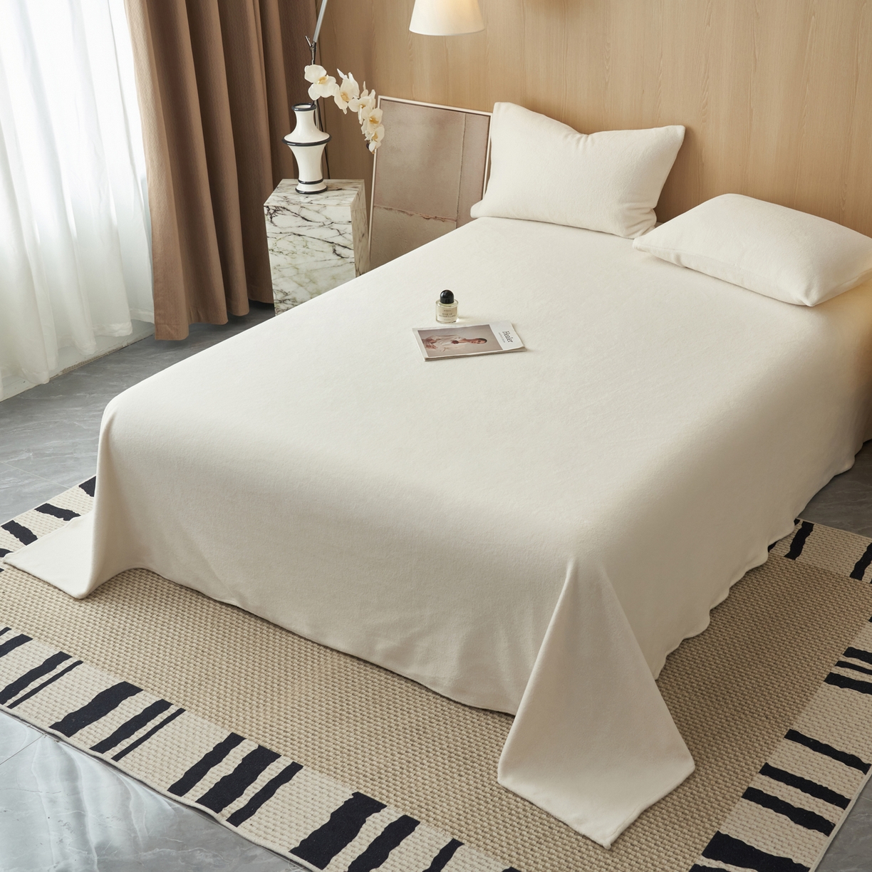 91家纺网 家纺一手货源 找家纺 早晨家纺 2025新款牛奶绒纯色单床单 牛奶绒-奶白