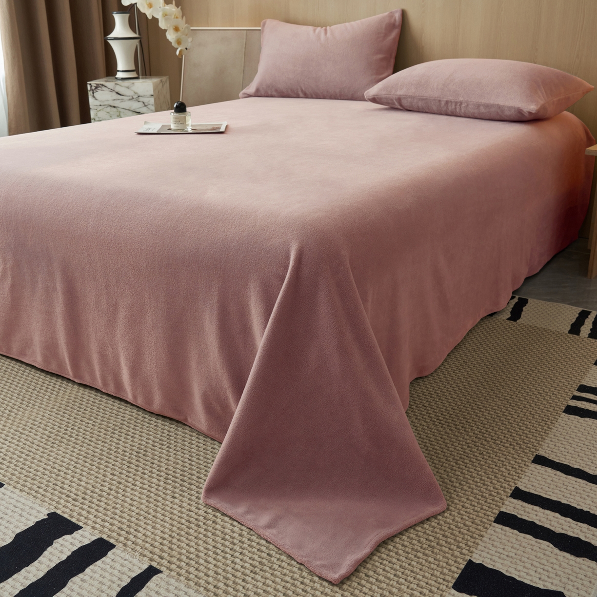 91家纺网 家纺一手货源 找家纺 早晨家纺 2025新款牛奶绒纯色单床单 牛奶绒-豆沙