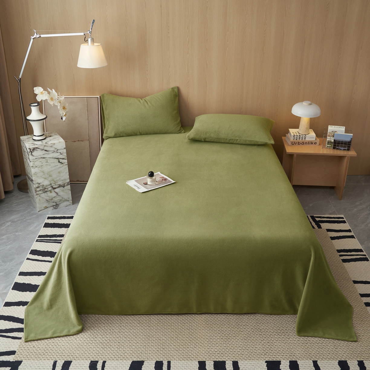 91家纺网 家纺一手货源 找家纺 早晨家纺 2025新款牛奶绒纯色单床单 牛奶绒-橄榄绿