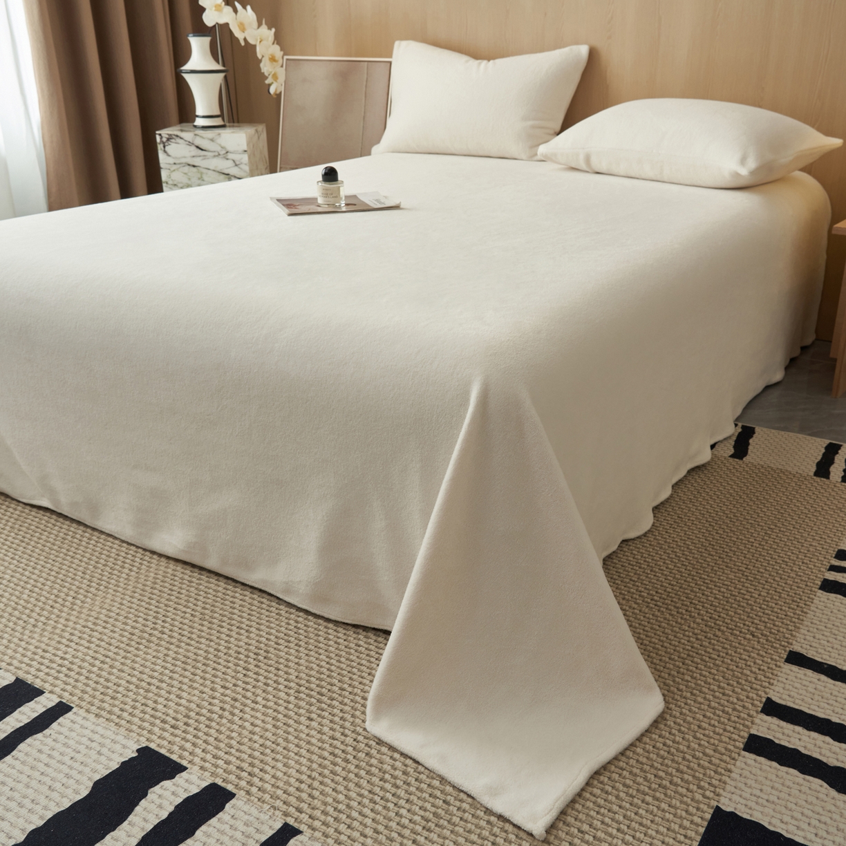 早晨家纺 2025新款牛奶绒纯色单床单 牛奶绒-奶白