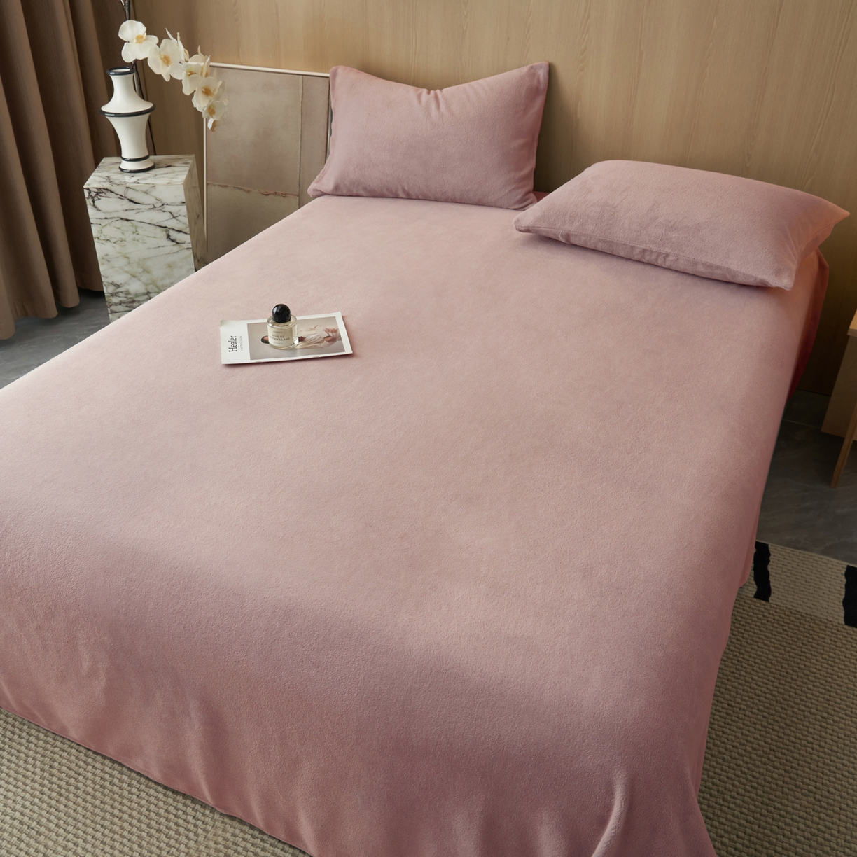 91家纺网 家纺一手货源 找家纺 早晨家纺 2025新款牛奶绒纯色单床单 牛奶绒-豆沙