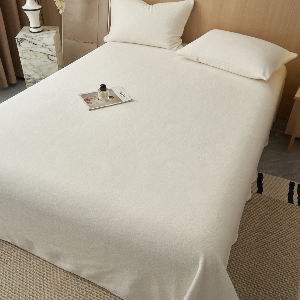 91家纺网 家纺一手货源 找家纺 早晨家纺 2025新款牛奶绒纯色单床单 牛奶绒-奶白