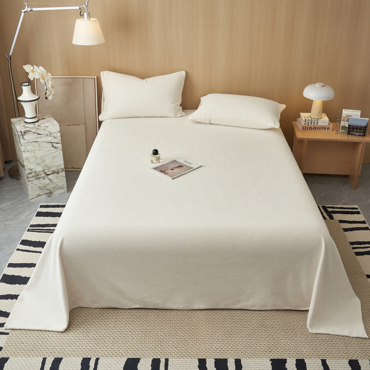 91家纺网 家纺一手货源 找家纺 早晨家纺 2025新款牛奶绒纯色单床单 牛奶绒-奶白