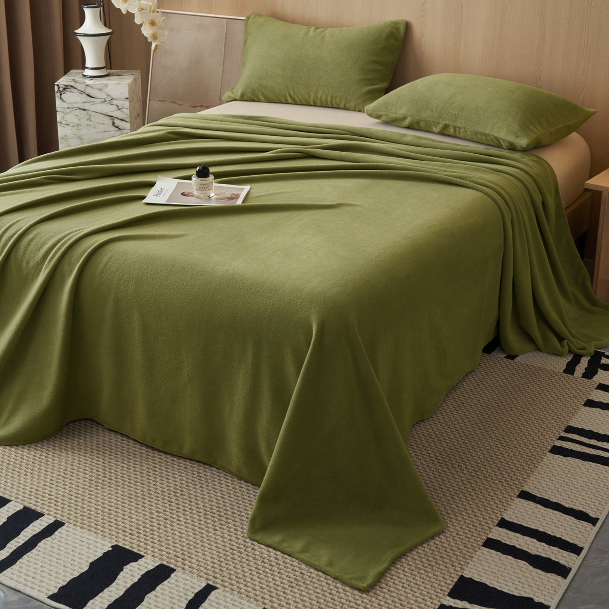 91家纺网 家纺一手货源 找家纺 早晨家纺 2025新款牛奶绒纯色单床单 牛奶绒-橄榄绿