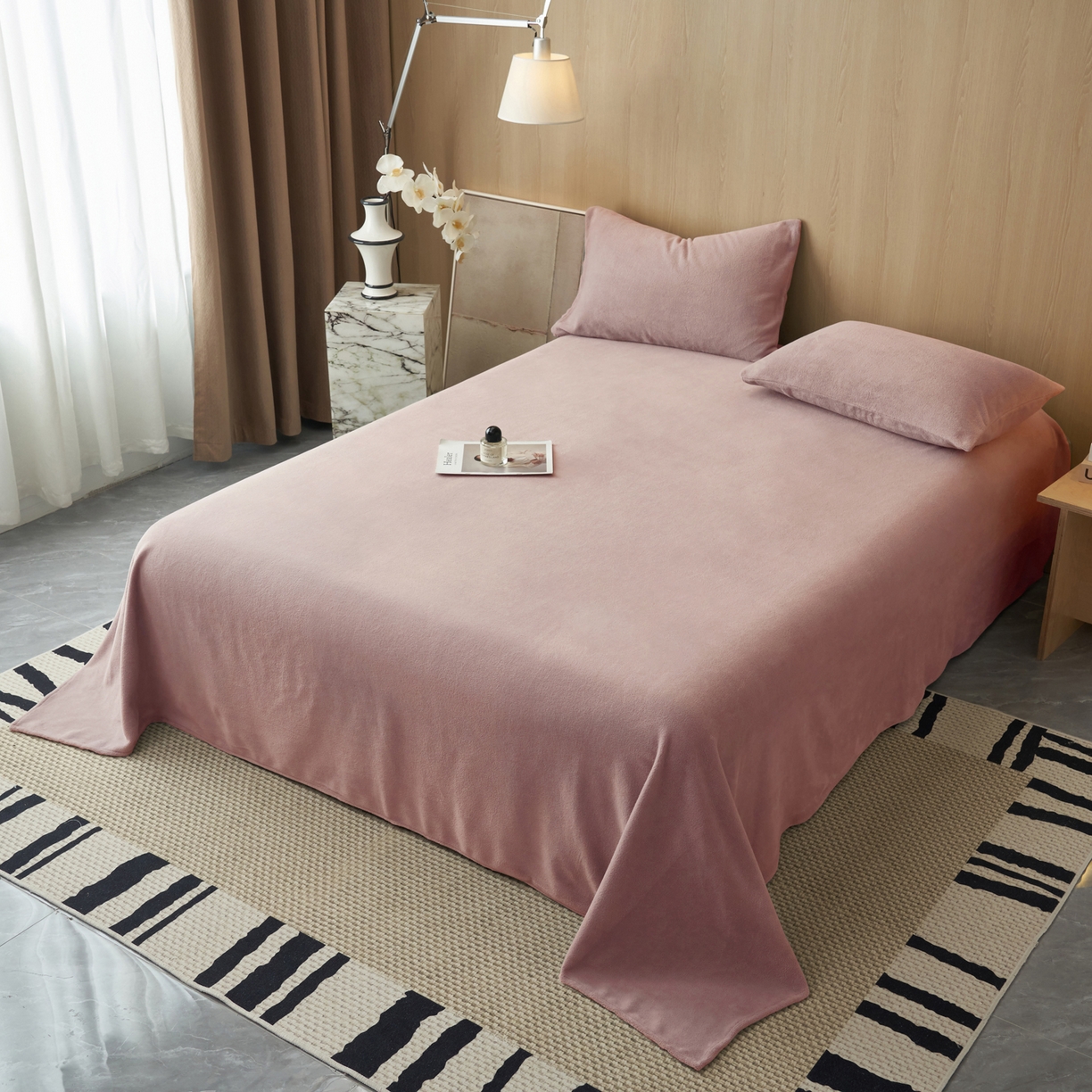 91家纺网 家纺一手货源 找家纺 早晨家纺 2025新款牛奶绒纯色单床单 牛奶绒-豆沙