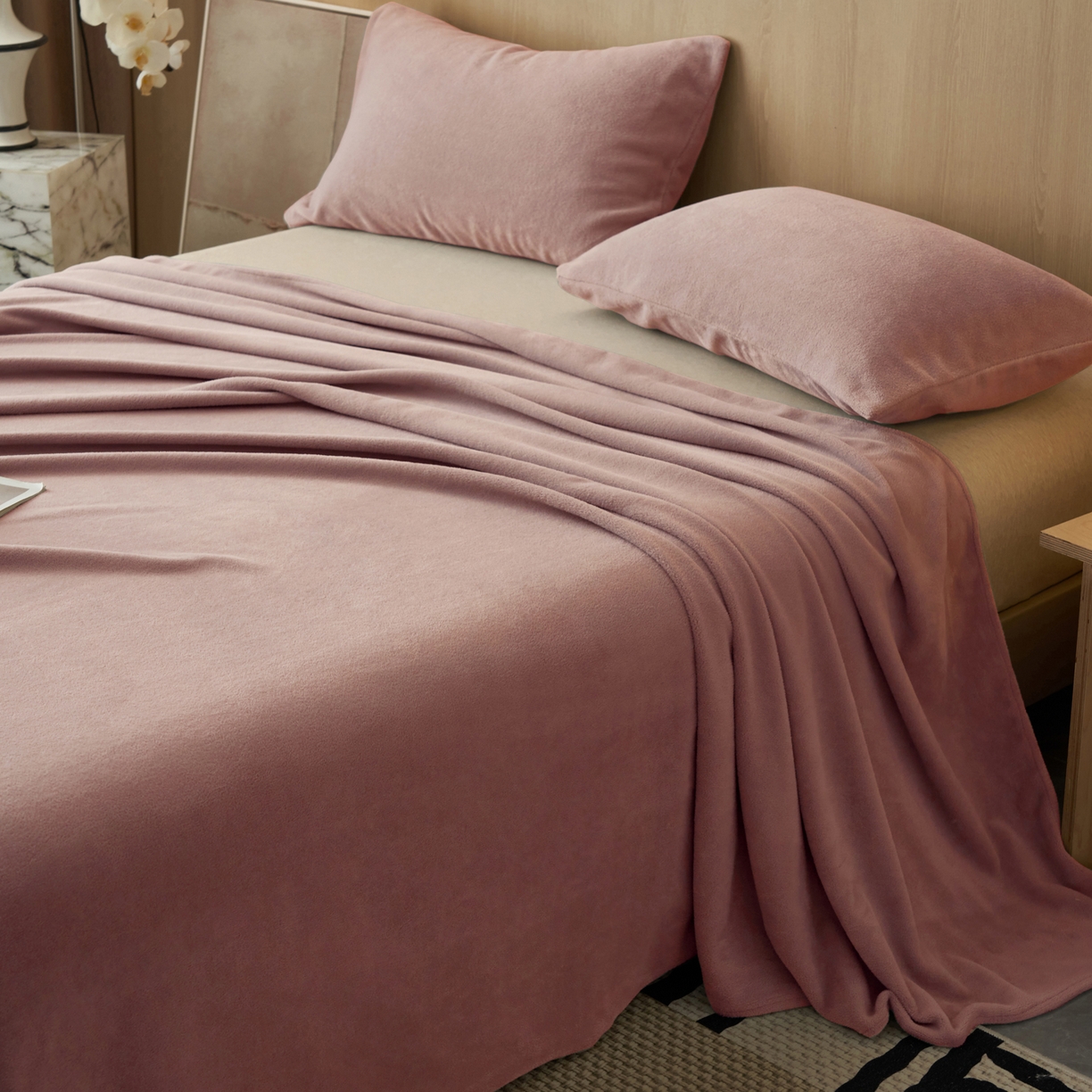 91家纺网 家纺一手货源 找家纺 早晨家纺 2025新款牛奶绒纯色单床单 牛奶绒-豆沙