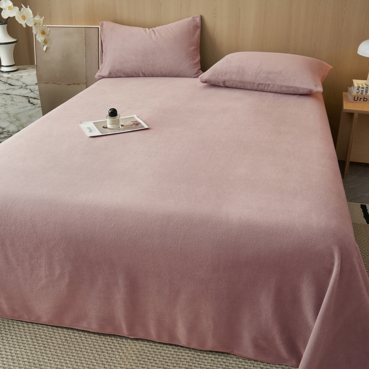 91家纺网 家纺一手货源 找家纺 早晨家纺 2025新款牛奶绒纯色单床单 牛奶绒-豆沙