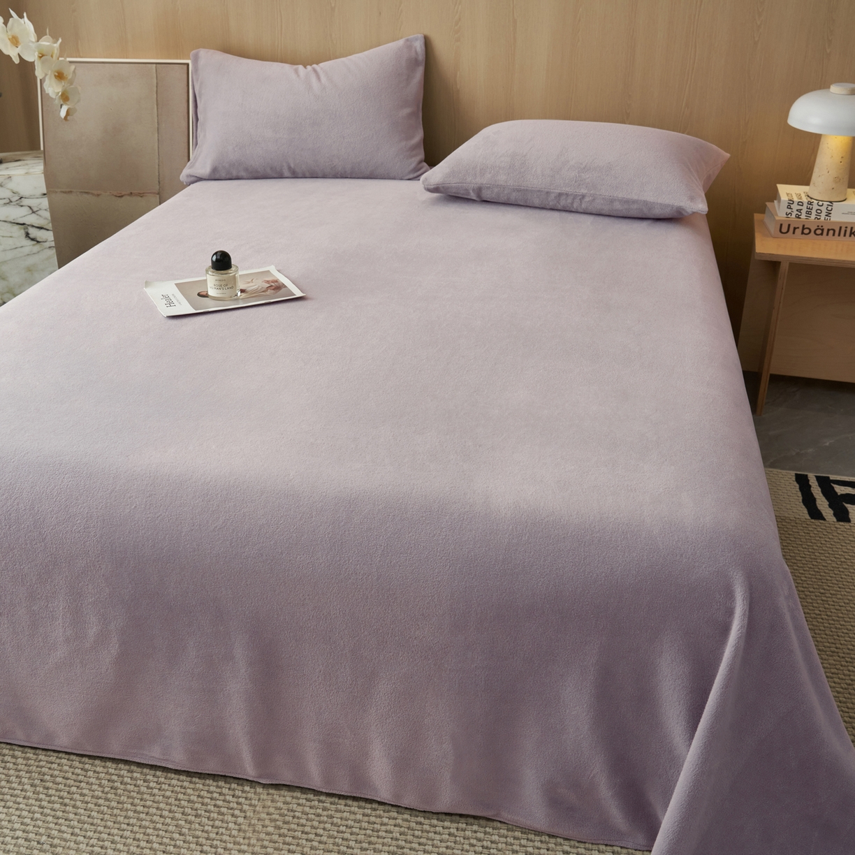 91家纺网 家纺一手货源 找家纺 早晨家纺 2025新款牛奶绒纯色单床单 牛奶绒-浅紫