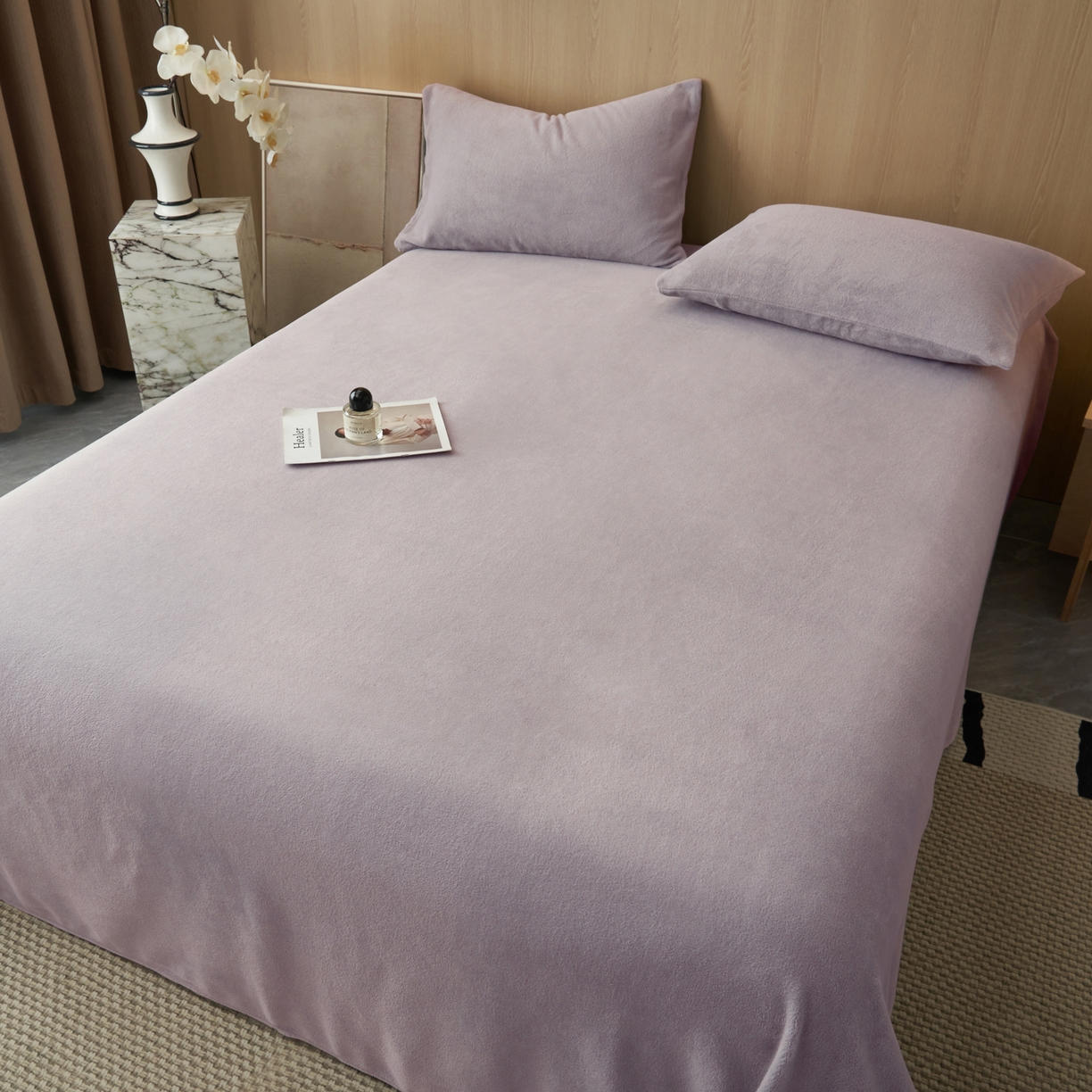 91家纺网 家纺一手货源 找家纺 早晨家纺 2025新款牛奶绒纯色单床单 牛奶绒-浅紫