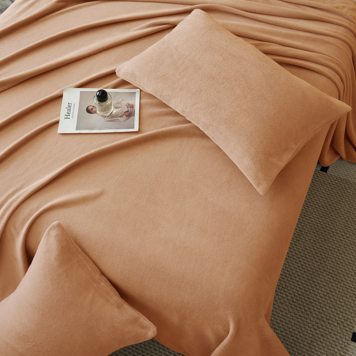 91家纺网 家纺一手货源 找家纺 早晨家纺 2025新款牛奶绒纯色单床单 牛奶绒-橘色