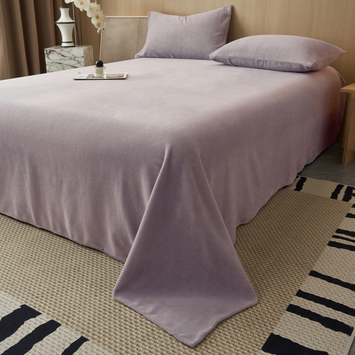 早晨家纺 2025新款牛奶绒纯色单床单 牛奶绒-浅紫