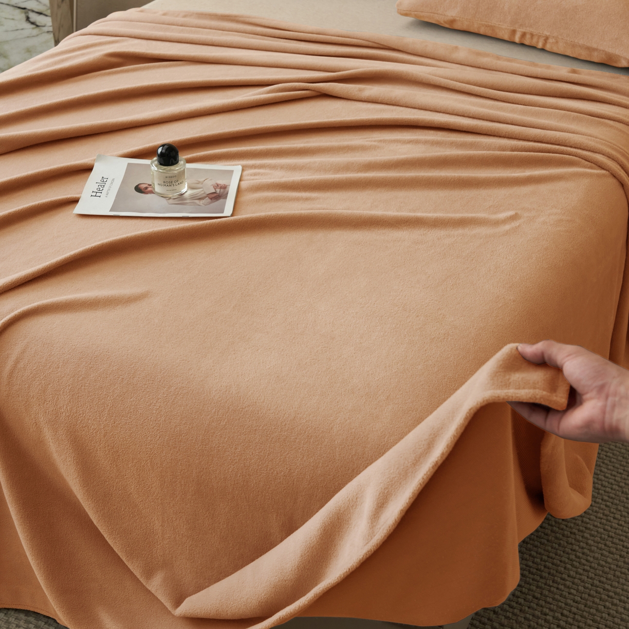 91家纺网 家纺一手货源 找家纺 早晨家纺 2025新款牛奶绒纯色单床单 牛奶绒-橘色