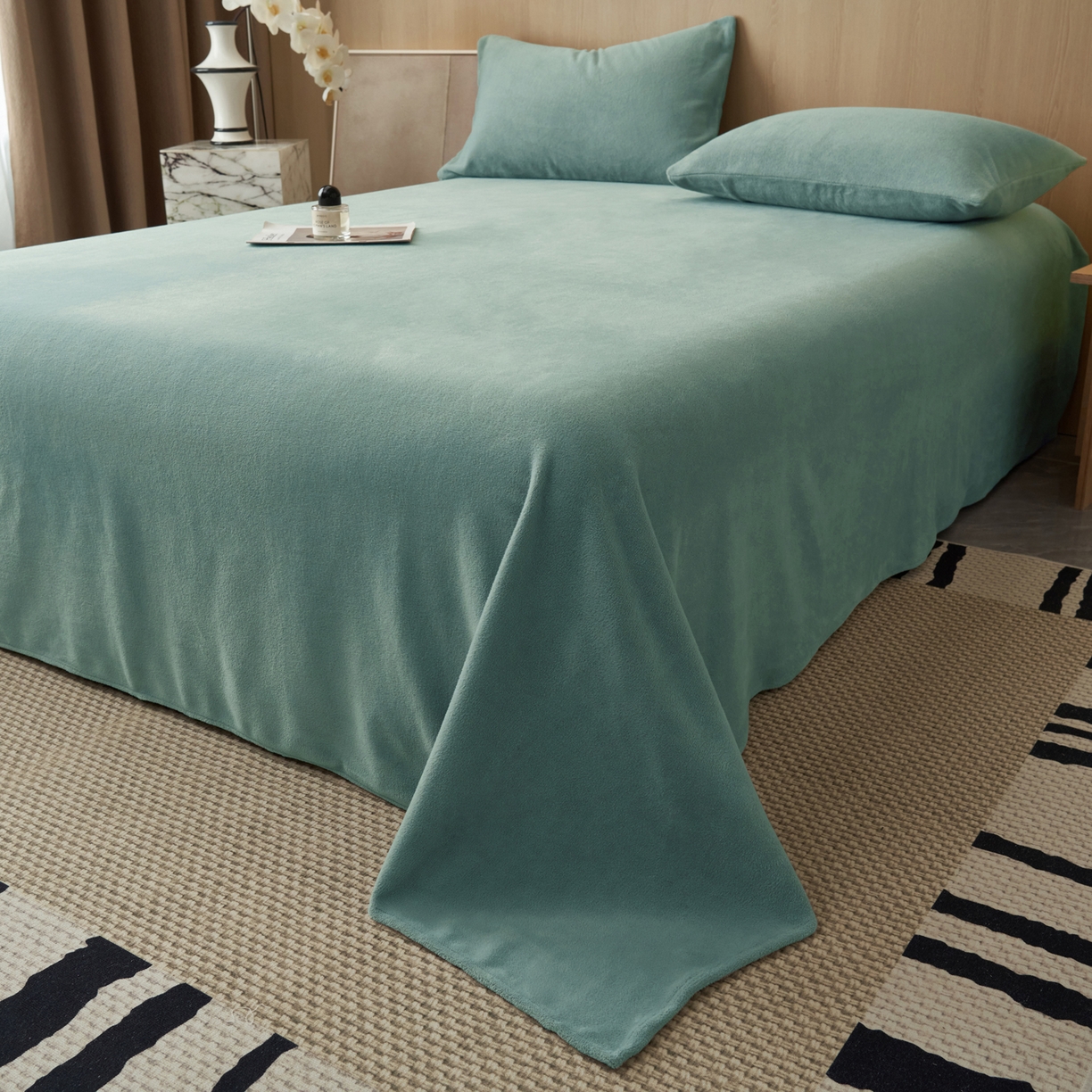 早晨家纺 2025新款牛奶绒纯色单床单 牛奶绒-宾利蓝