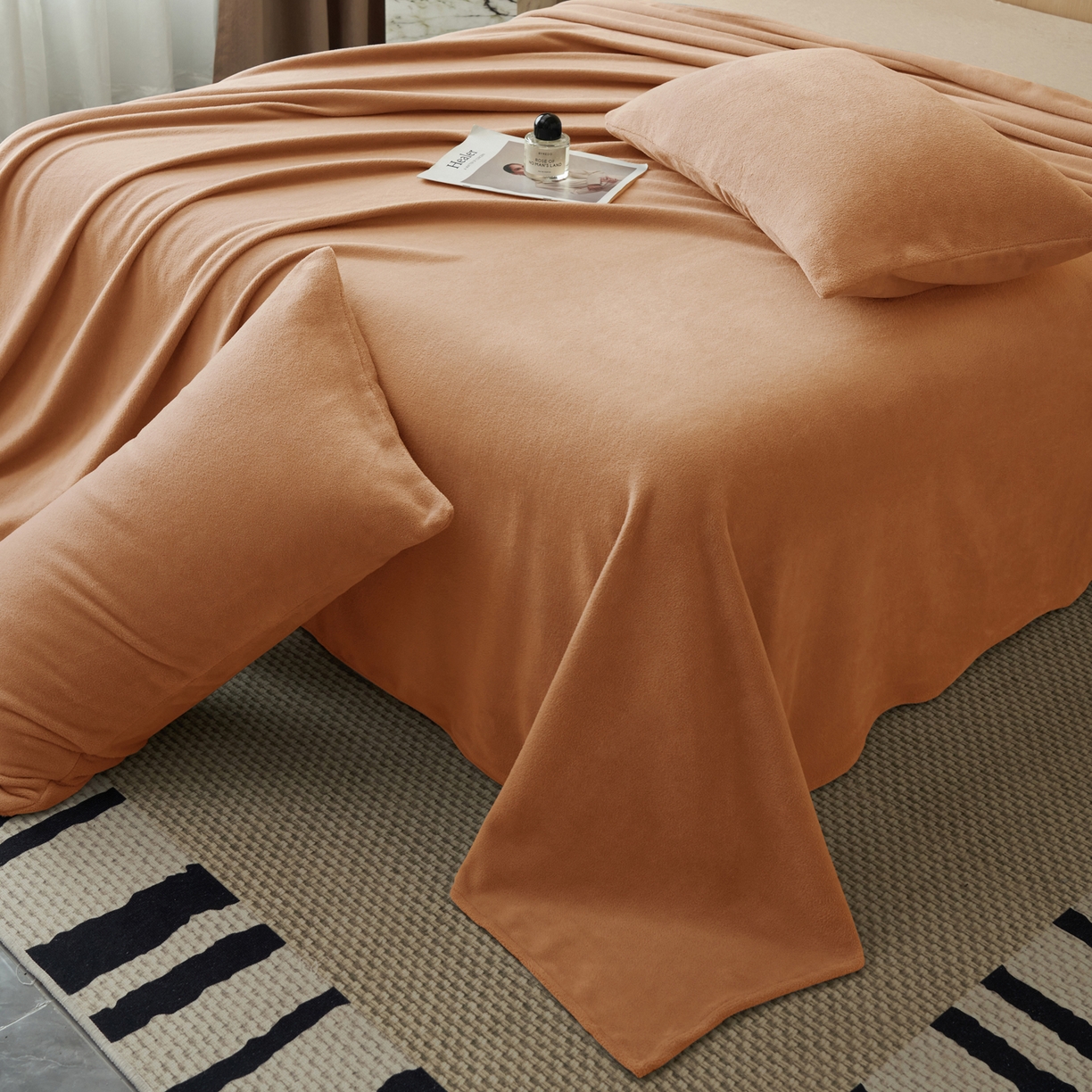 91家纺网 家纺一手货源 找家纺 早晨家纺 2025新款牛奶绒纯色单床单 牛奶绒-橘色