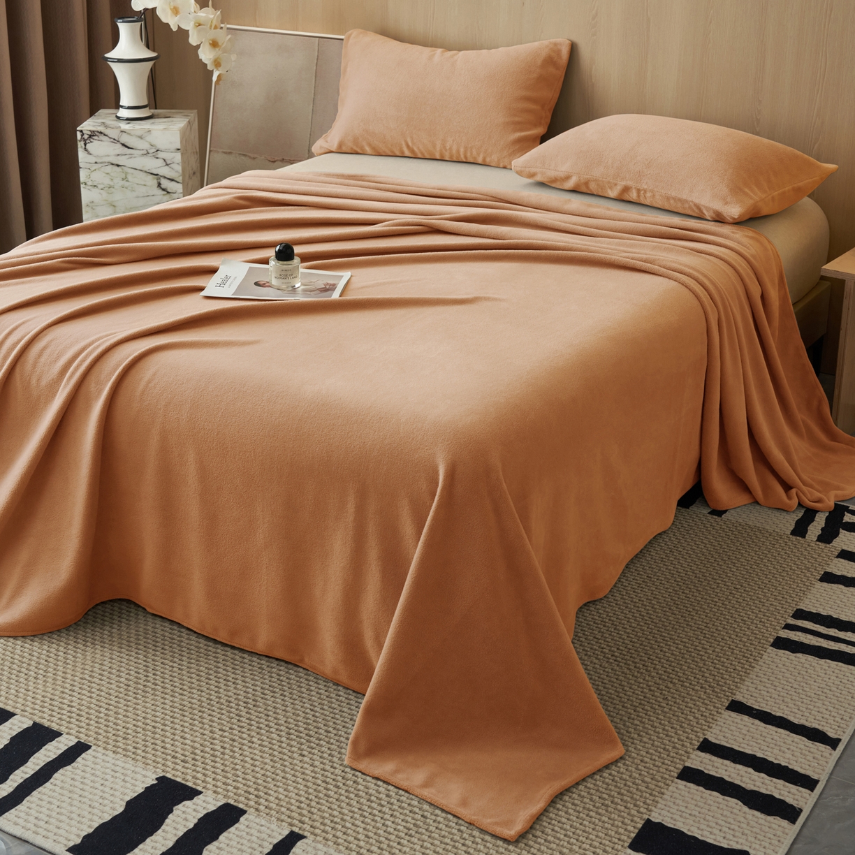 91家纺网 家纺一手货源 找家纺 早晨家纺 2025新款牛奶绒纯色单床单 牛奶绒-橘色