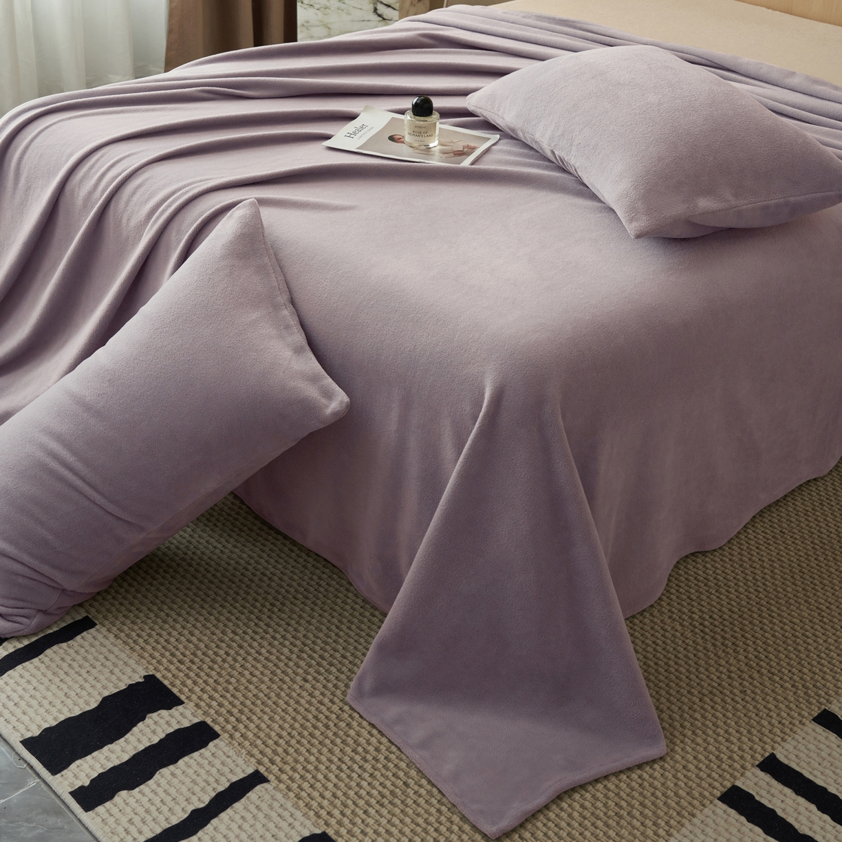 91家纺网 家纺一手货源 找家纺 早晨家纺 2025新款牛奶绒纯色单床单 牛奶绒-浅紫