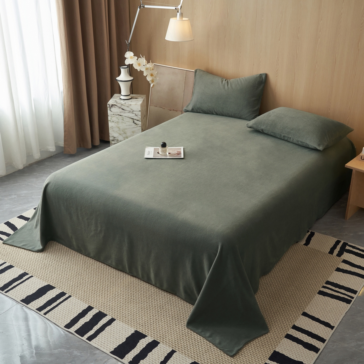 91家纺网 家纺一手货源 找家纺 早晨家纺 2025新款牛奶绒纯色单床单 牛奶绒-高级灰