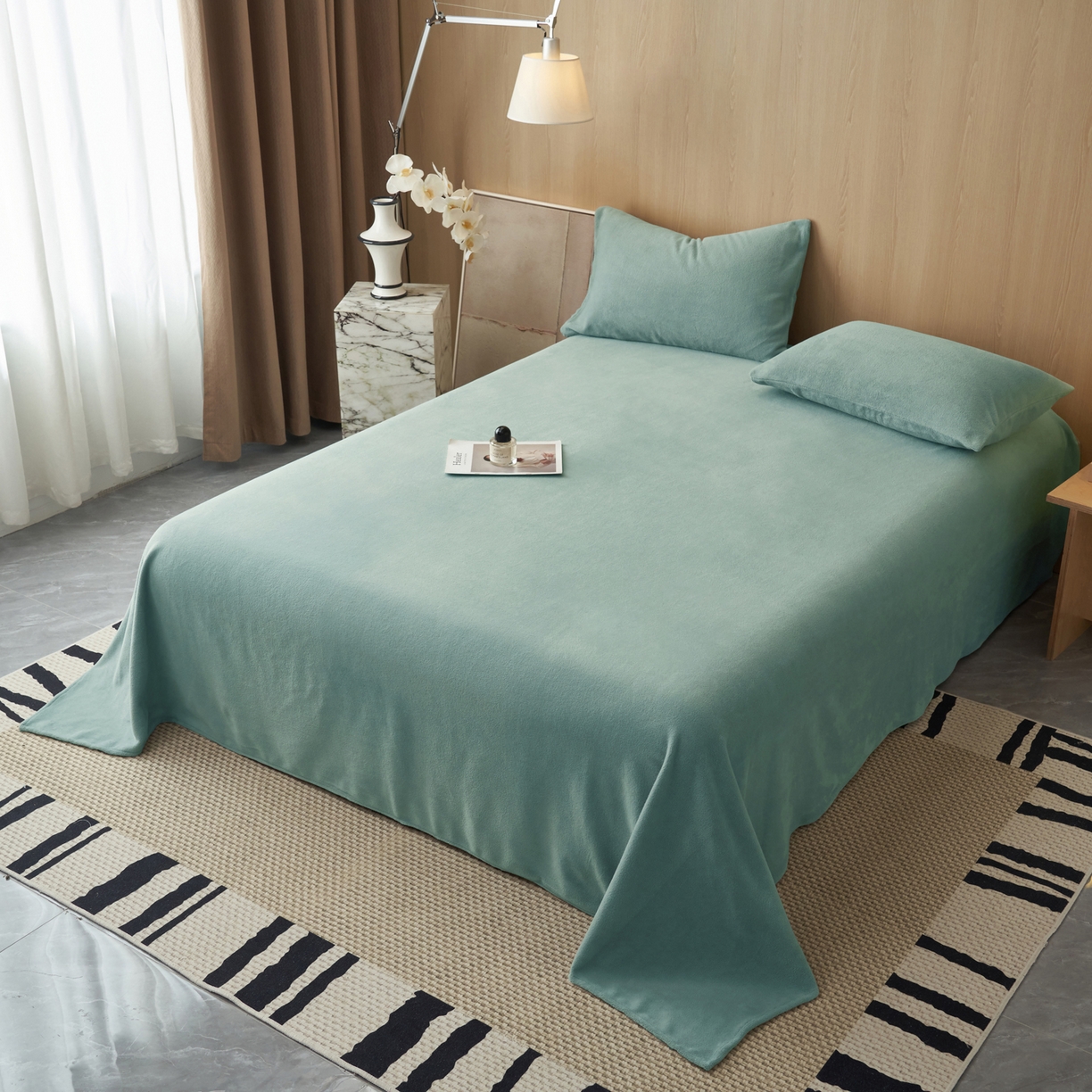 91家纺网 家纺一手货源 找家纺 早晨家纺 2025新款牛奶绒纯色单床单 牛奶绒-宾利蓝