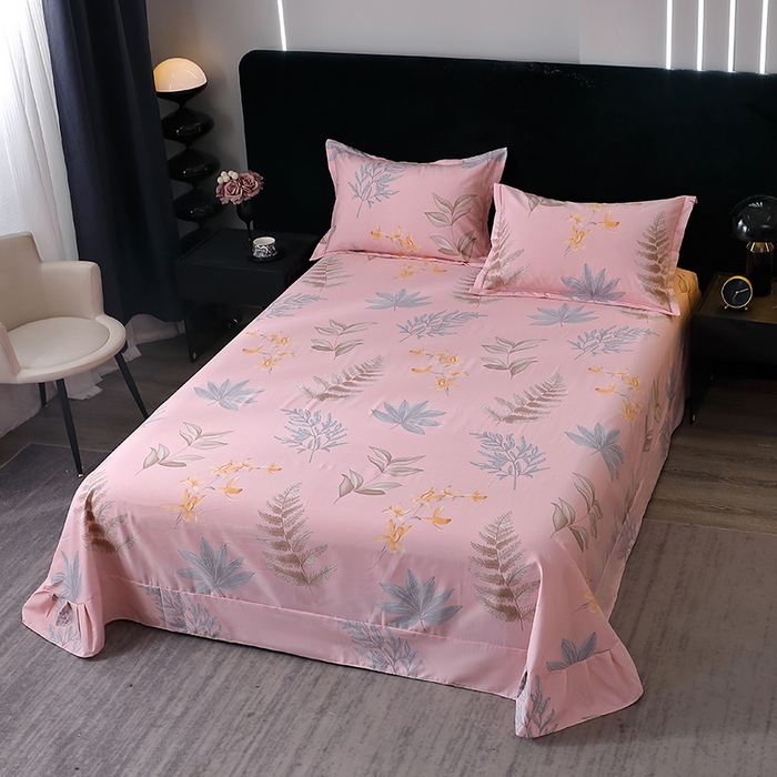 91家纺网 家纺一手货源 找家纺 晶缦家纺 2025叶语系·纯棉活性全棉磨毛单床单单品床单床单单件 相思叶粉