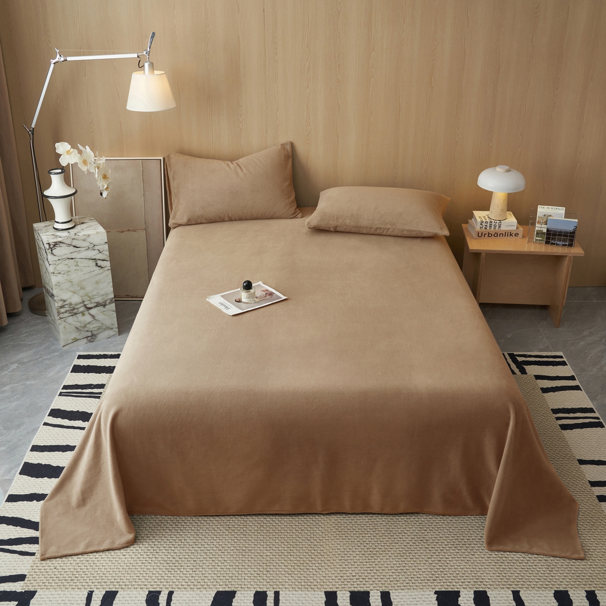 91家纺网 家纺一手货源 找家纺 早晨家纺 2025新款牛奶绒纯色单床单 牛奶绒-奶茶咖