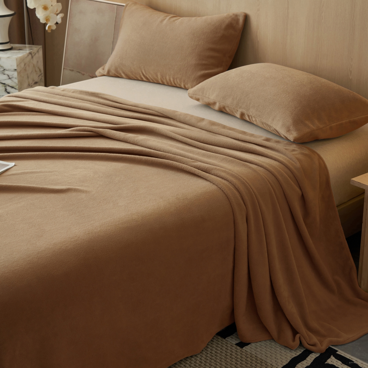 91家纺网 家纺一手货源 找家纺 早晨家纺 2025新款牛奶绒纯色单床单 牛奶绒-奶茶咖