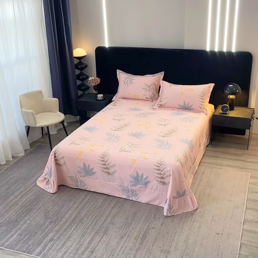 91家纺网 家纺一手货源 找家纺 晶缦家纺 2025叶语系·纯棉活性全棉磨毛单床单单品床单床单单件 相思叶粉