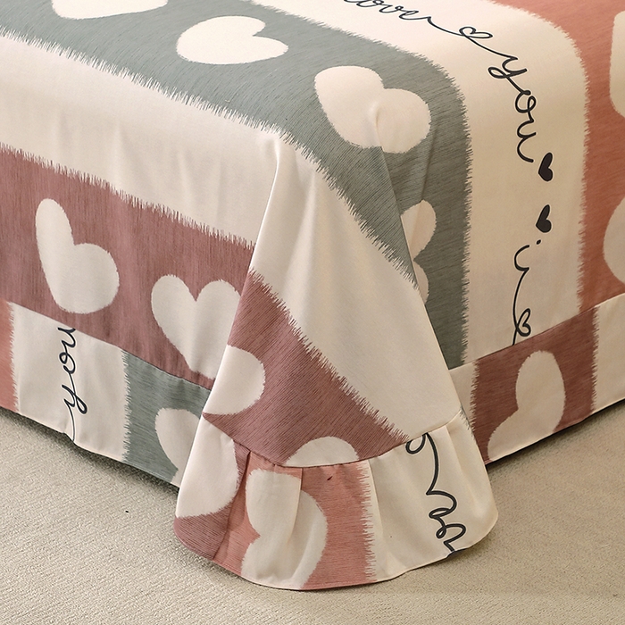 91家纺网 家纺一手货源 找家纺 晶缦家纺 2025叶语系·纯棉活性全棉磨毛单床单单品床单床单单件 心相近