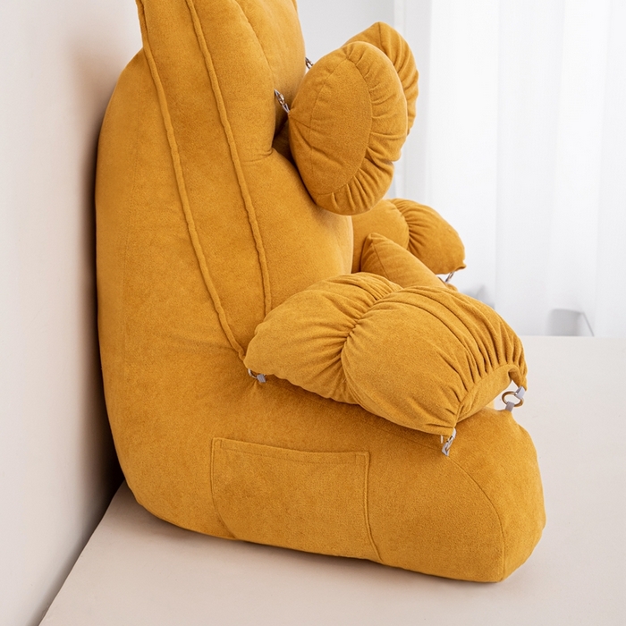 91家纺网 家纺一手货源 找家纺 沐沐家纺 2026新款小羊绒蝴蝶结护腰靠背 黄色