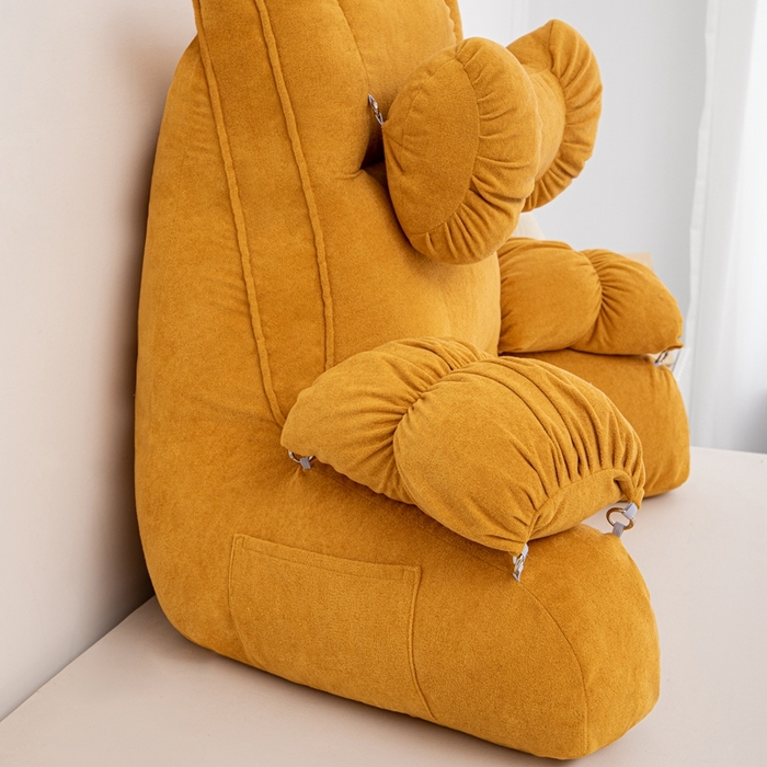 91家纺网 家纺一手货源 找家纺 沐沐家纺 2026新款小羊绒蝴蝶结护腰靠背 黄色