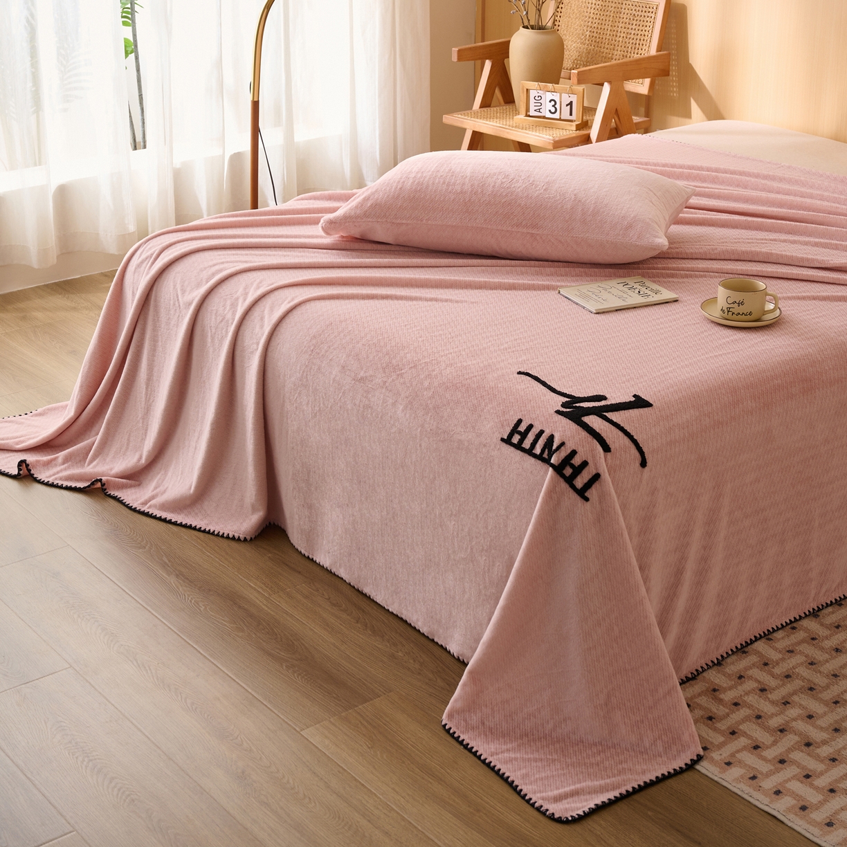 91家纺网 家纺一手货源 找家纺 （总）早晨家纺 2025新款流星款高克重牛奶绒阳离子提花兔毛单床单