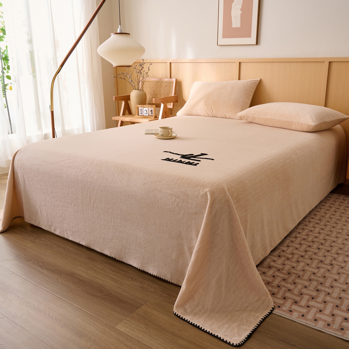 91家纺网 家纺一手货源 找家纺 早晨家纺 2025新款流星款高克重牛奶绒阳离子提花兔毛单床单 流星-米驼