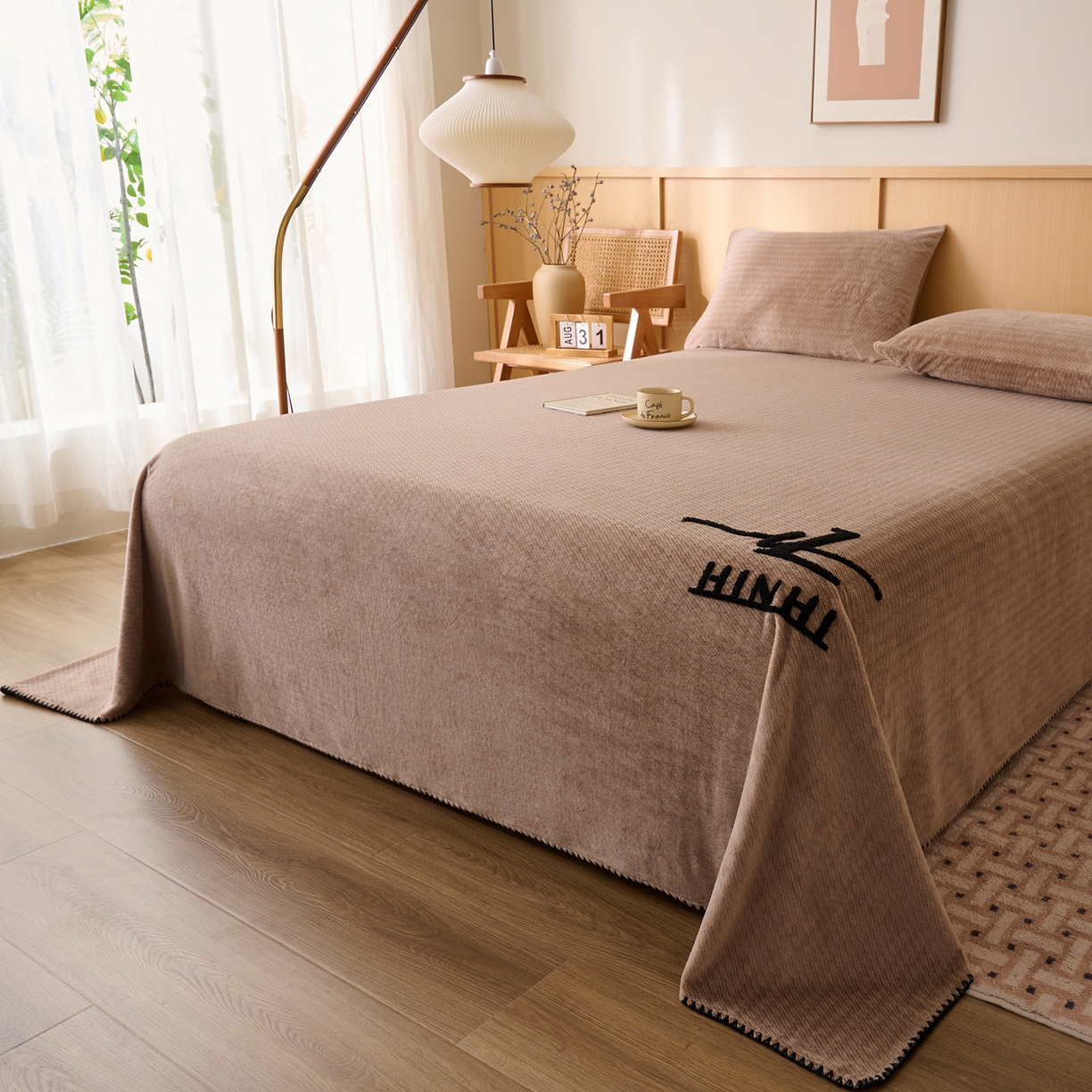 91家纺网 家纺一手货源 找家纺 早晨家纺 2025新款流星款高克重牛奶绒阳离子提花兔毛单床单 流星-奶茶咖