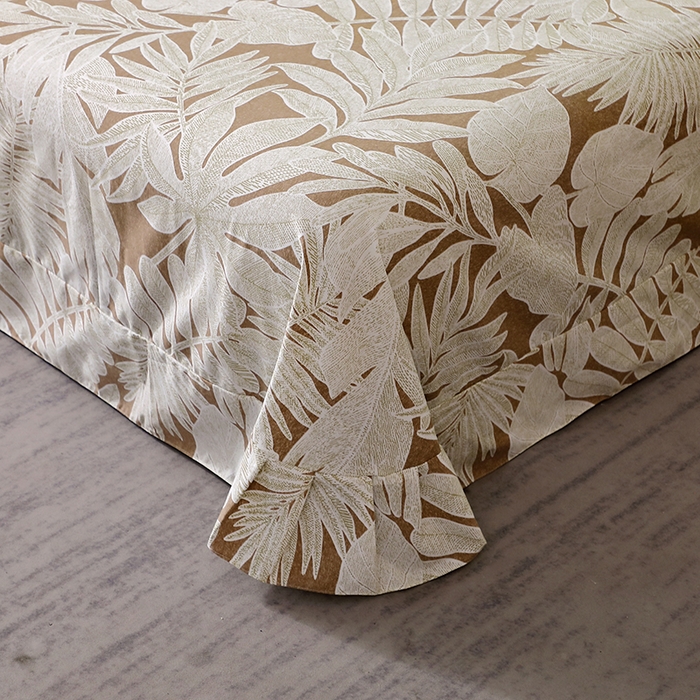 91家纺网 家纺一手货源 找家纺 晶缦家纺 2025叶语系·纯棉活性全棉磨毛单床单单品床单床单单件 叶之恋咖