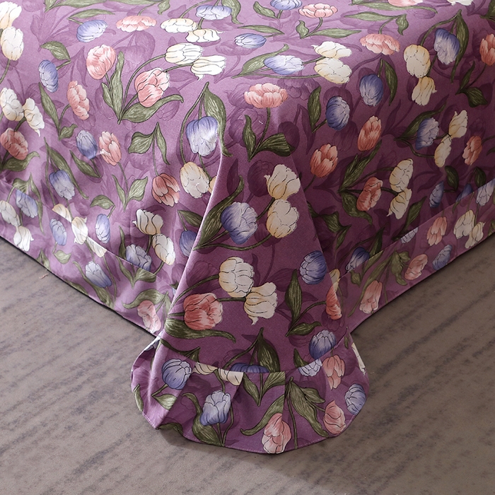 91家纺网 家纺一手货源 找家纺 晶缦家纺 2025叶语系·纯棉活性全棉磨毛单床单单品床单床单单件 拥抱花季