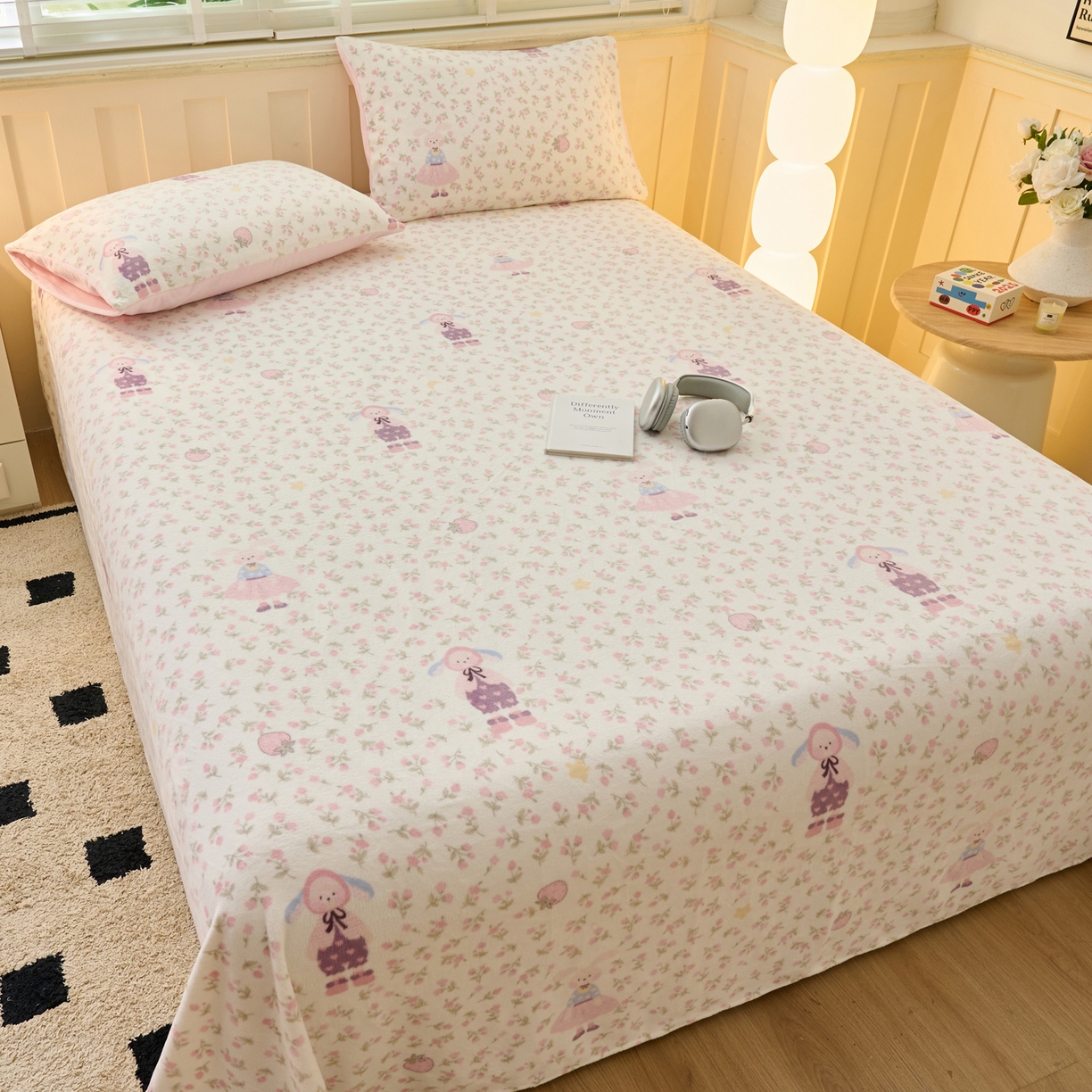 91家纺网 家纺一手货源 找家纺 （总）早晨家纺 2025新款卡通印花高克重牛奶绒印花单床单