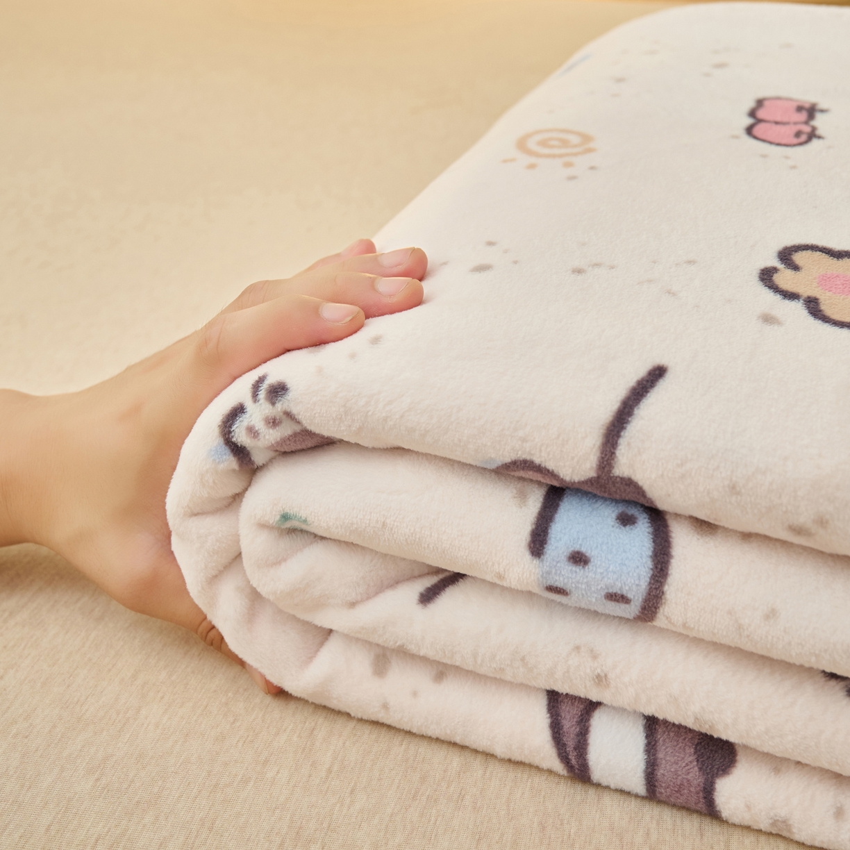 91家纺网 家纺一手货源 找家纺 （总）早晨家纺 2025新款卡通印花高克重牛奶绒印花单床单