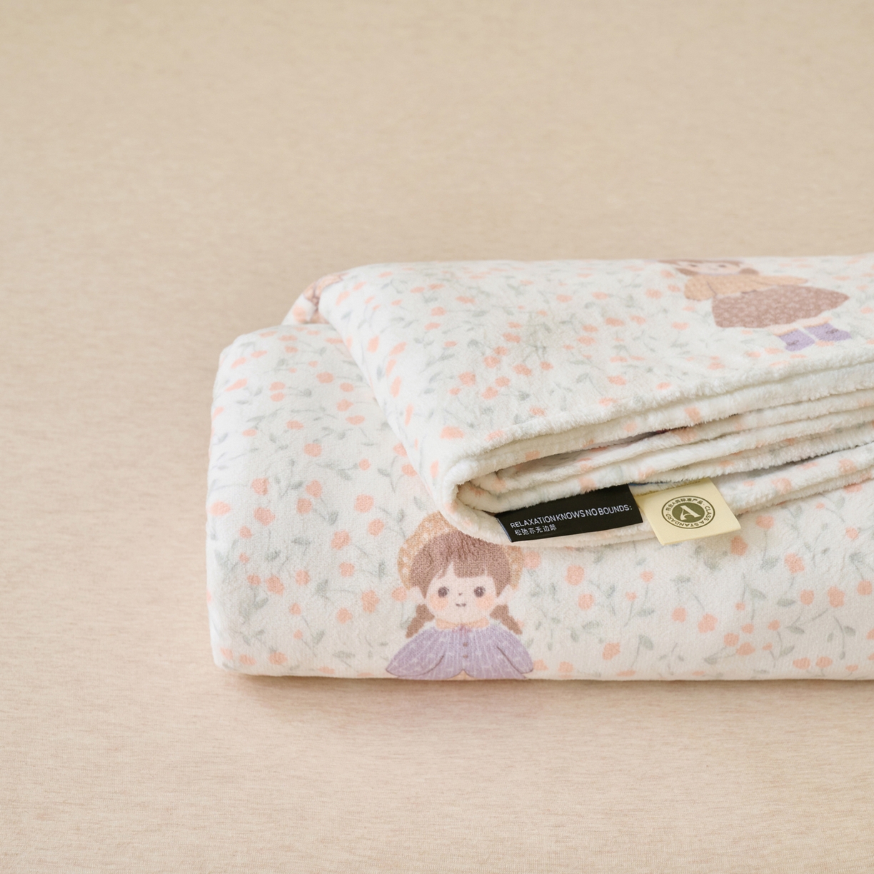 91家纺网 家纺一手货源 找家纺 早晨家纺 2025新款卡通印花高克重牛奶绒印花单床单 花兔谣