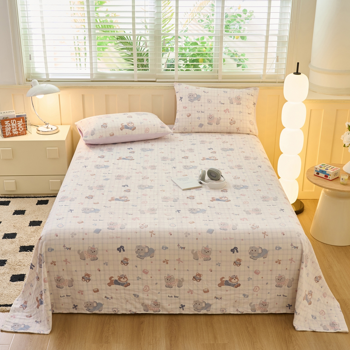 91家纺网 家纺一手货源 找家纺 早晨家纺 2025新款卡通印花高克重牛奶绒印花单床单 萌宠集