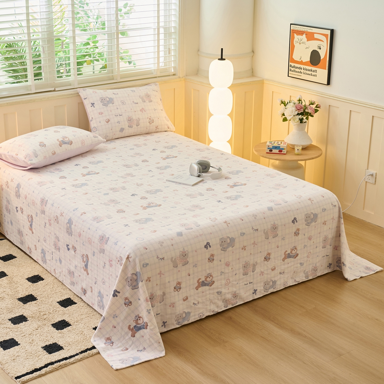 91家纺网 家纺一手货源 找家纺 早晨家纺 2025新款卡通印花高克重牛奶绒印花单床单 萌宠集