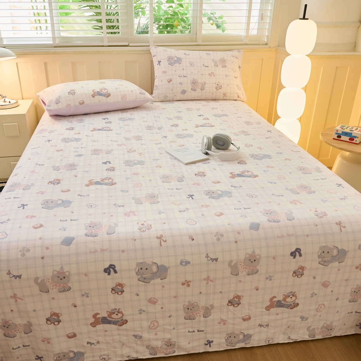 91家纺网 家纺一手货源 找家纺 早晨家纺 2025新款卡通印花高克重牛奶绒印花单床单 萌宠集