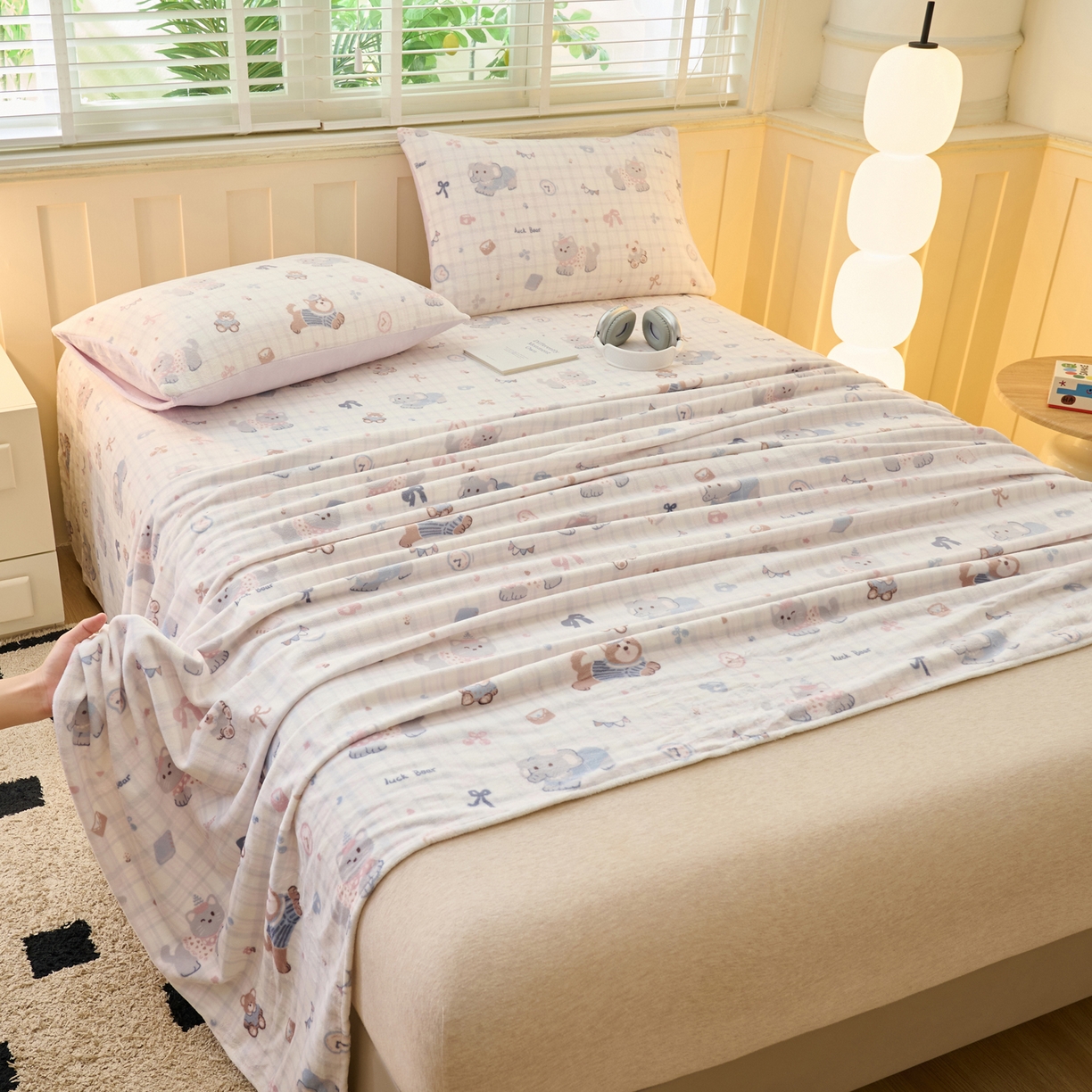 91家纺网 家纺一手货源 找家纺 早晨家纺 2025新款卡通印花高克重牛奶绒印花单床单 萌宠集