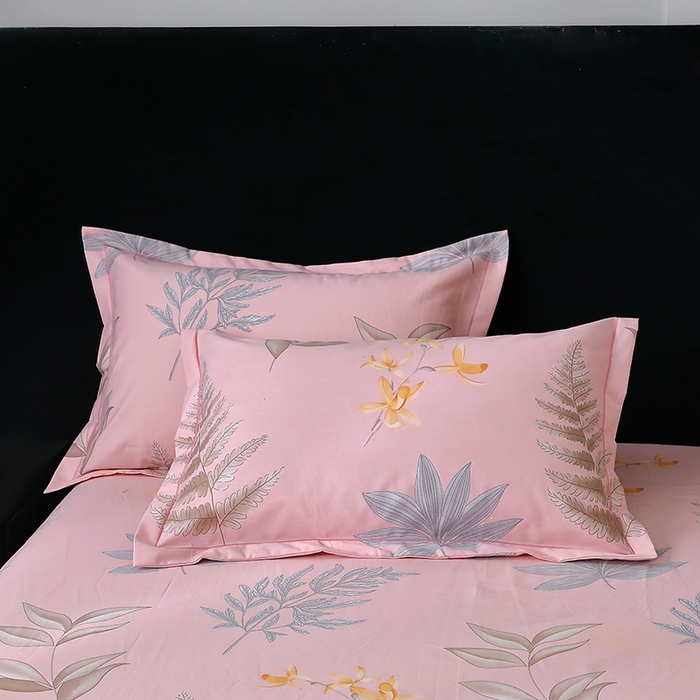 晶缦家纺 2025叶语系·纯棉全棉生态磨毛系列单品枕套枕套单件 相思叶粉