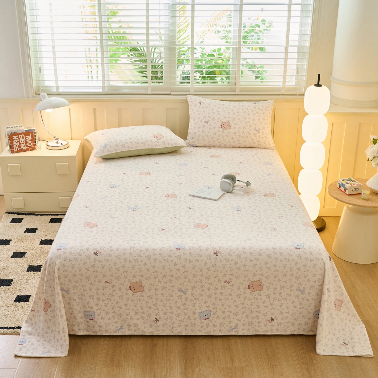 91家纺网 家纺一手货源 找家纺 早晨家纺 2025新款卡通印花高克重牛奶绒印花单床单 萌熊絮