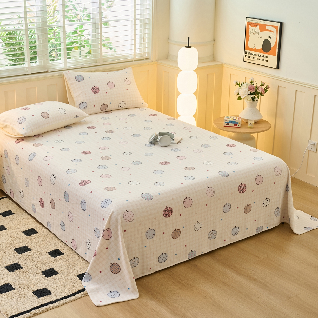 91家纺网 家纺一手货源 找家纺 早晨家纺 2025新款卡通印花高克重牛奶绒印花单床单 甜果绘