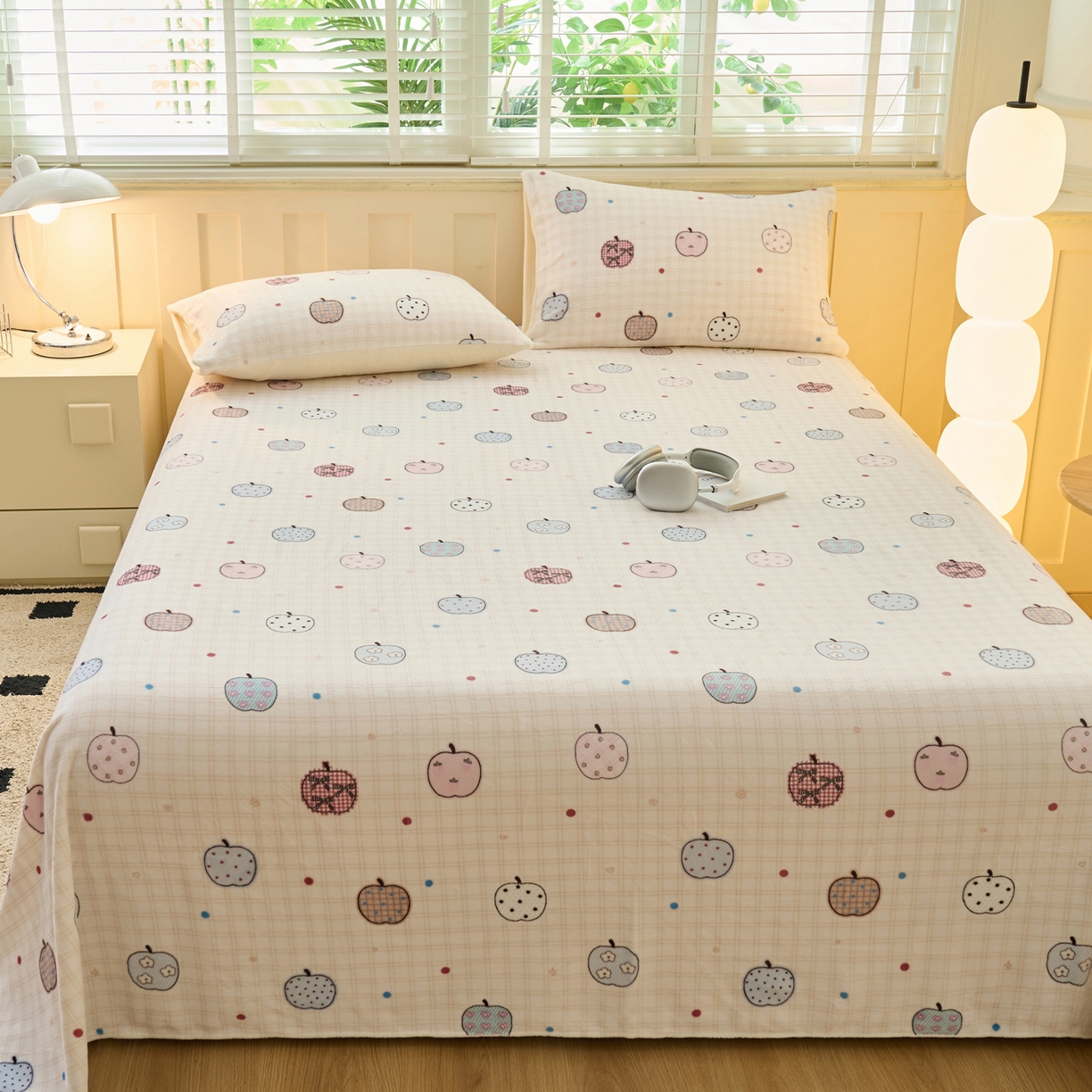 91家纺网 家纺一手货源 找家纺 早晨家纺 2025新款卡通印花高克重牛奶绒印花单床单 甜果绘